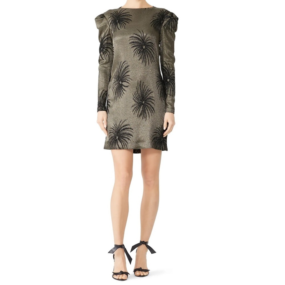 Victoria Beckham - Tuck Shoulder Shift Dress - Gold + Black